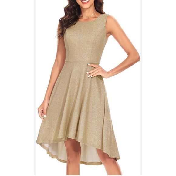NEW Hi-Lo Glitter Formal Cocktail Prom Wedding Bridesmaid Dress 2X - Picture 1 of 5